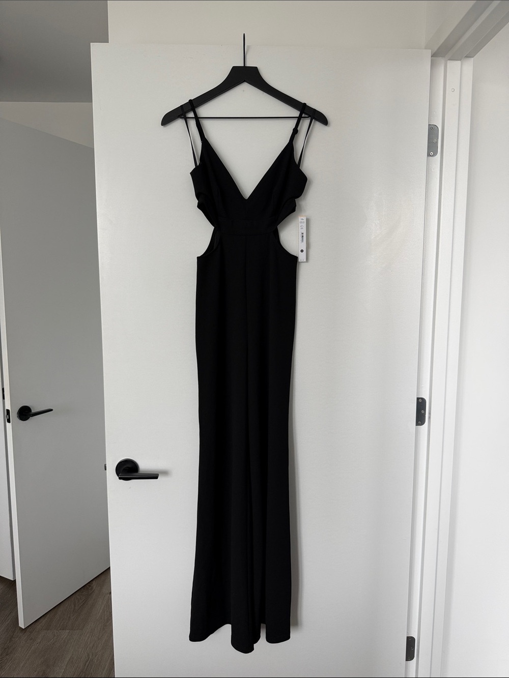 Aqua Black Backless Cutout Wide Leg Jumpsuit
